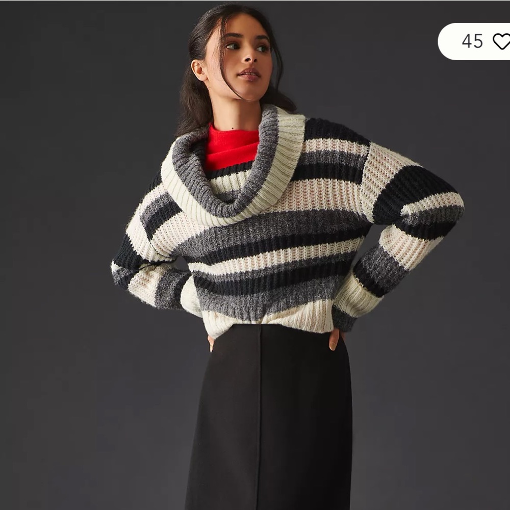 By Anthropologie Striped Turtleneck Sweater Sz Small NWOT - Picture 2 of 9